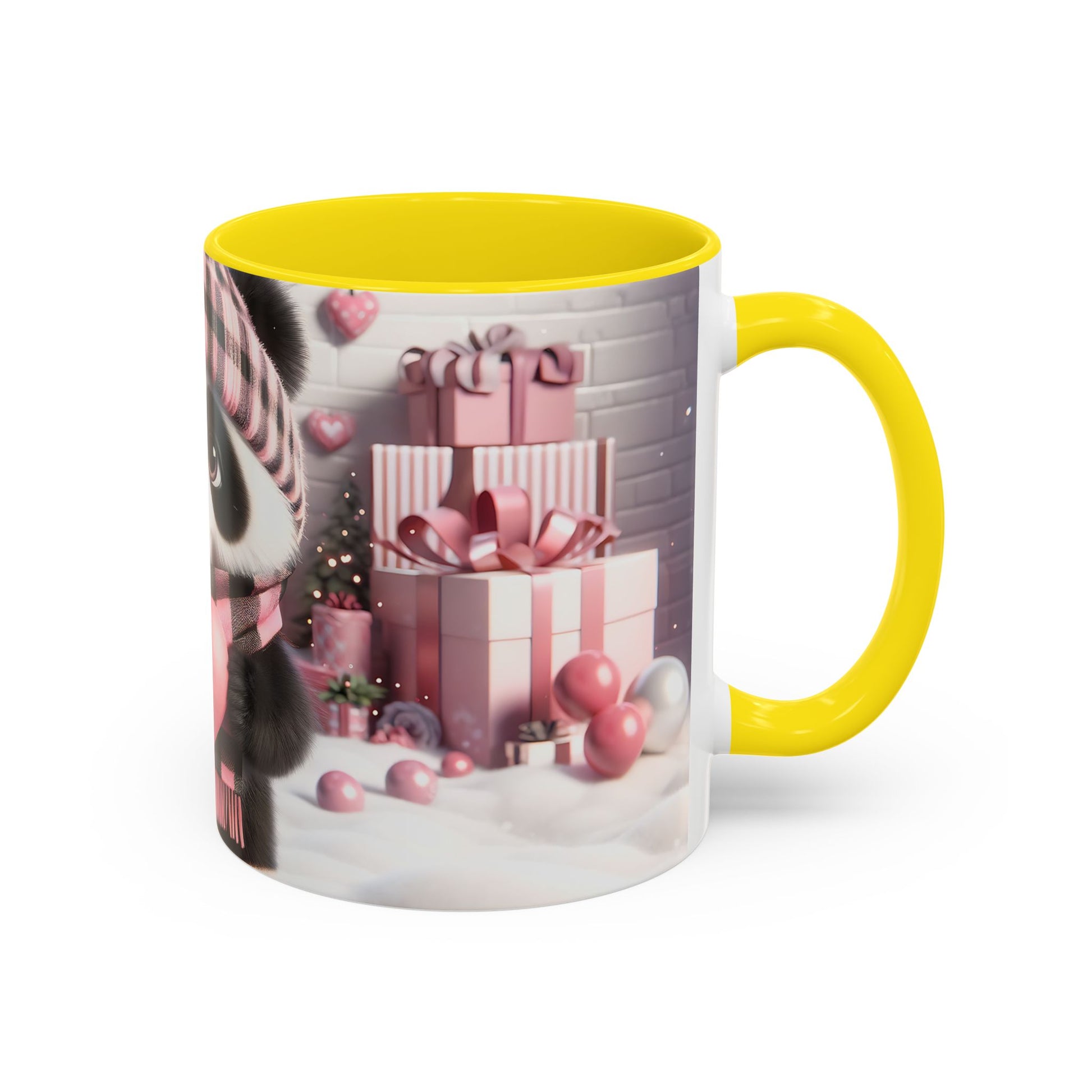 Bring Charm to Every Sip with the 3D Valentine Cute Panda and Heart - Accent Coffee Mug (11oz, 15oz) Mely Mela