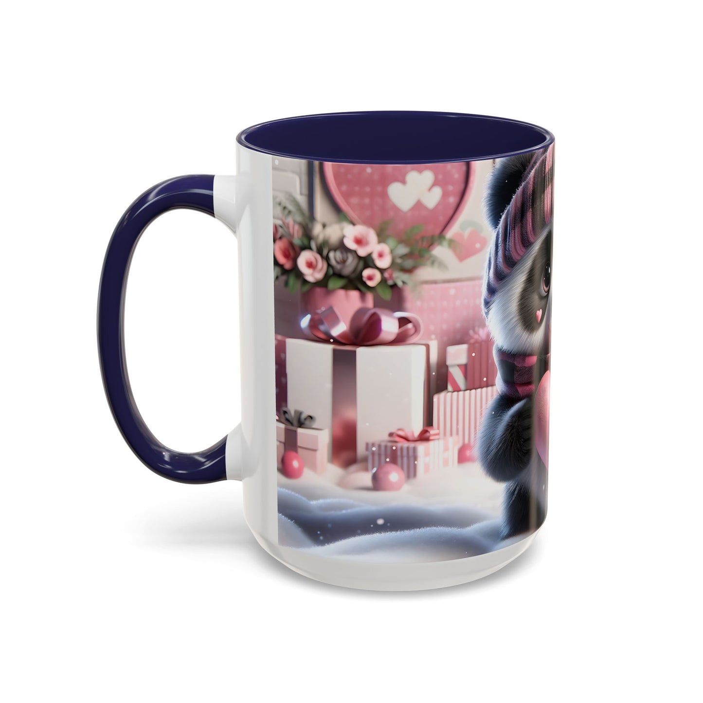 Bring Charm to Every Sip with the 3D Valentine Cute Panda and Heart - Accent Coffee Mug (11oz, 15oz) Mely Mela