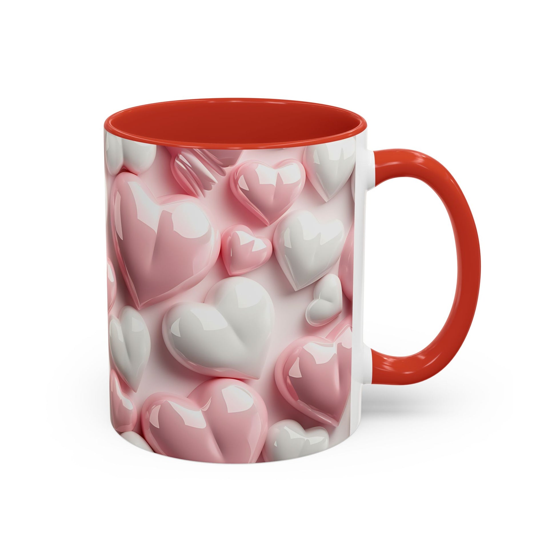 3D Pink Heart Accent Coffee Mug – Perfect Valentine’s Day Gift (11oz, 15oz) Mely Mela