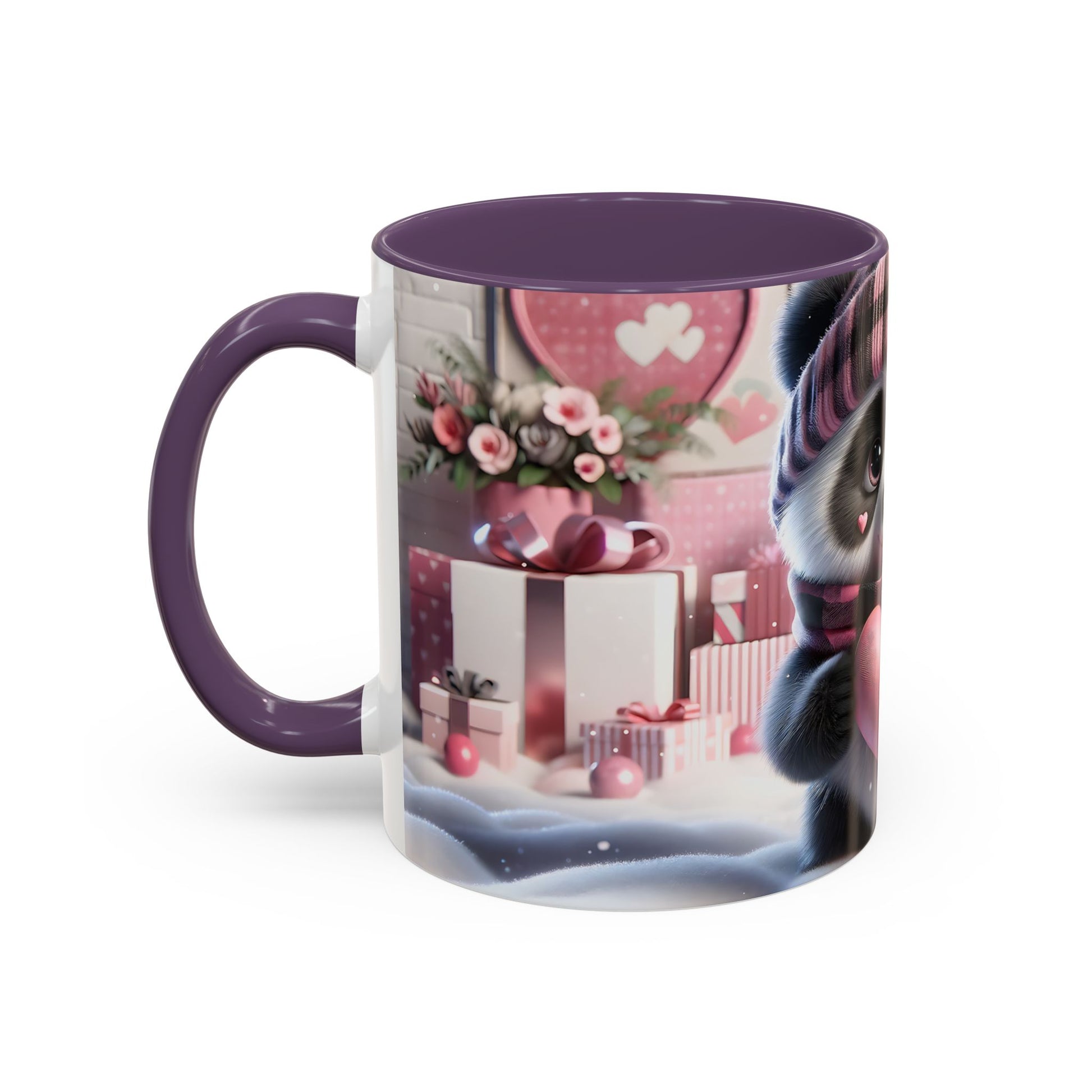 Bring Charm to Every Sip with the 3D Valentine Cute Panda and Heart - Accent Coffee Mug (11oz, 15oz) Mely Mela