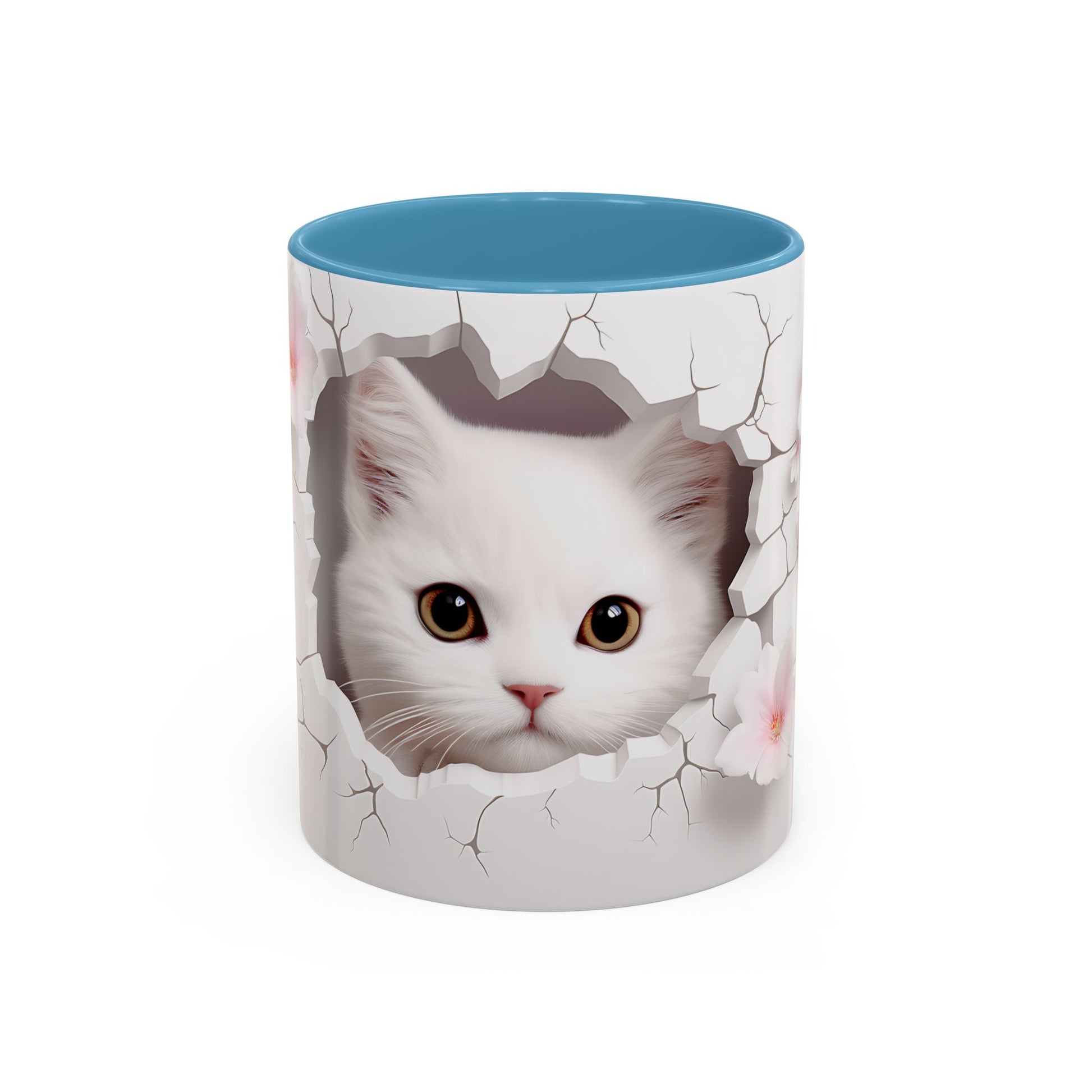 Elevate Your Coffee Moments with the 3D White Cat - Accent Coffee Mug (11, 15oz) Mely Mela