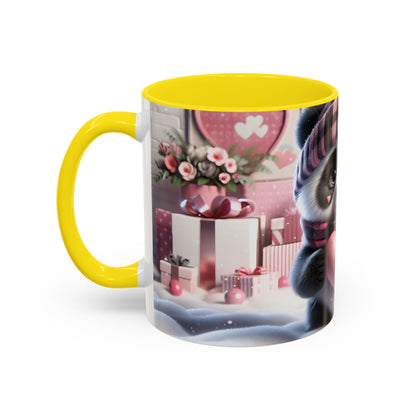 Bring Charm to Every Sip with the 3D Valentine Cute Panda and Heart - Accent Coffee Mug (11oz, 15oz) Mely Mela