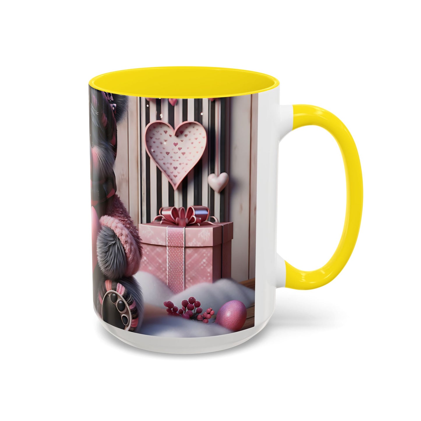 Elevate Your Morning Ritual with the 3D Valentine Cute Bear and Heart - Accent Coffee Mug (11, 15oz) Mely Mela