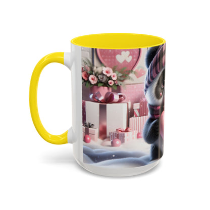 Bring Charm to Every Sip with the 3D Valentine Cute Panda and Heart - Accent Coffee Mug (11oz, 15oz) Mely Mela