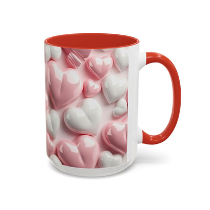 3D Pink Heart Accent Coffee Mug – Perfect Valentine’s Day Gift (11oz, 15oz) Mely Mela