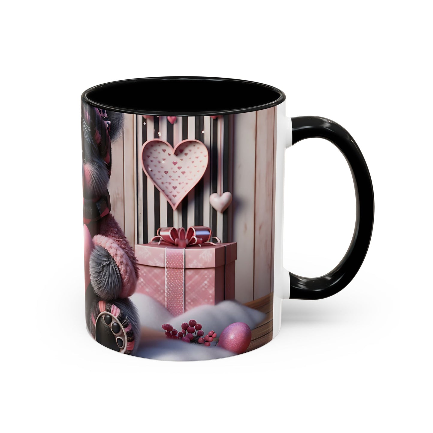 Elevate Your Morning Ritual with the 3D Valentine Cute Bear and Heart - Accent Coffee Mug (11, 15oz) Mely Mela