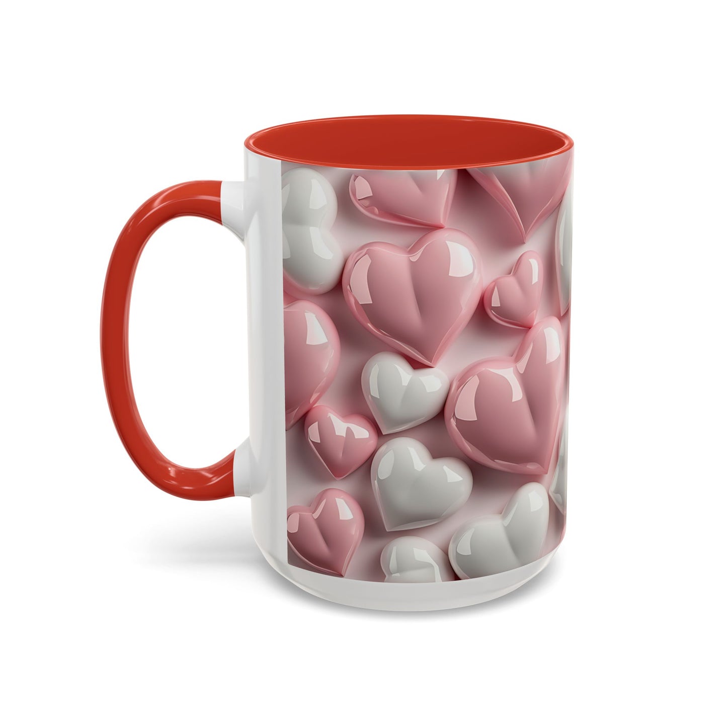 3D Pink Heart Accent Coffee Mug – Perfect Valentine’s Day Gift (11oz, 15oz) Mely Mela