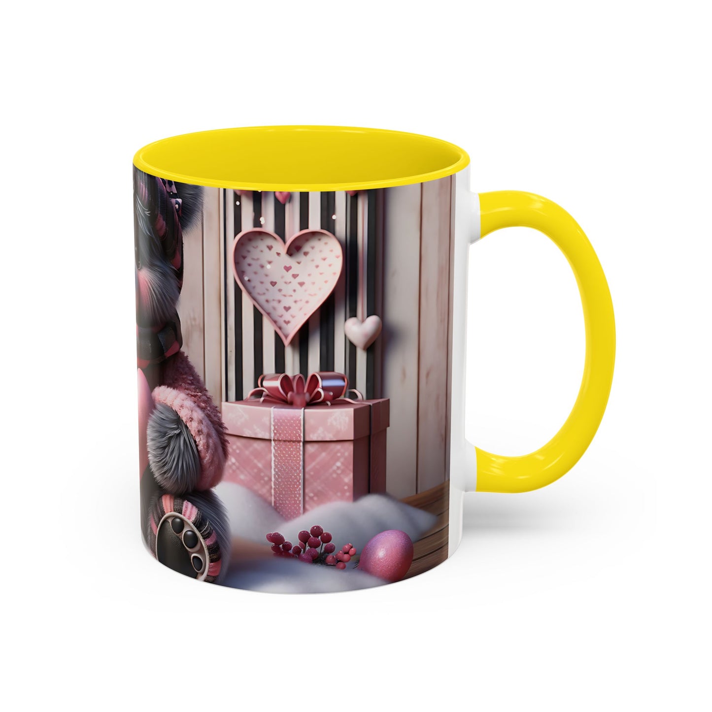 Elevate Your Morning Ritual with the 3D Valentine Cute Bear and Heart - Accent Coffee Mug (11, 15oz) Mely Mela