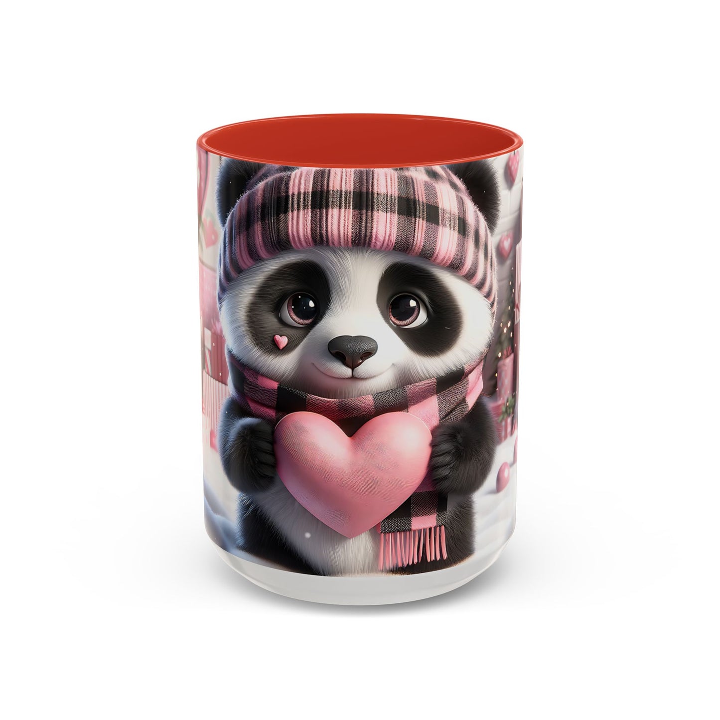 Bring Charm to Every Sip with the 3D Valentine Cute Panda and Heart - Accent Coffee Mug (11oz, 15oz) Mely Mela