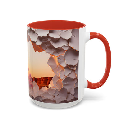 Elevate Your Coffee Break with the 3D Canyon at Dusk - Accent Coffee Mug (11oz, 15oz) Mely Mela