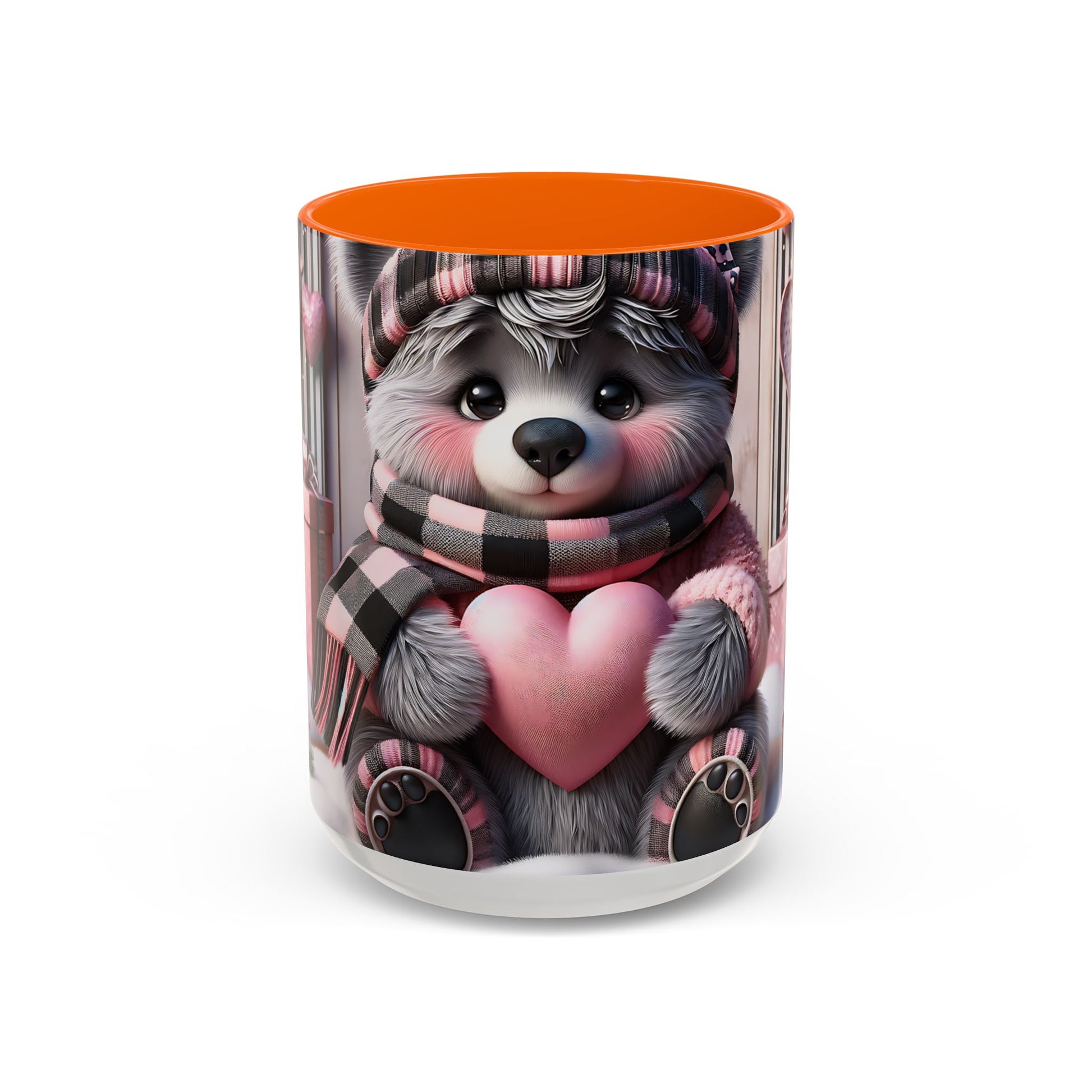 Elevate Your Morning Ritual with the 3D Valentine Cute Bear and Heart - Accent Coffee Mug (11, 15oz) Mely Mela