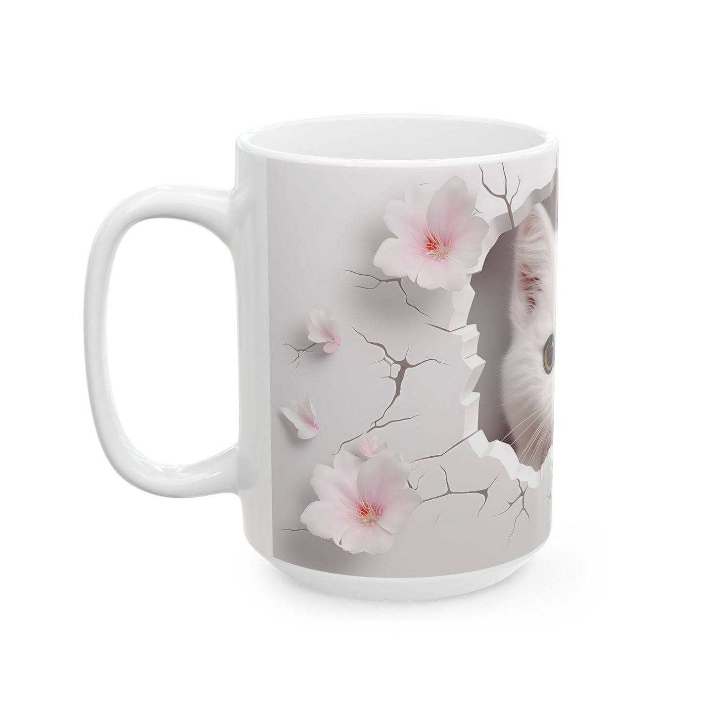 3D White Cat - Ceramic Mugs 11oz & 15oz: The Perfect Blend of Charm and Functionality Mely Mela