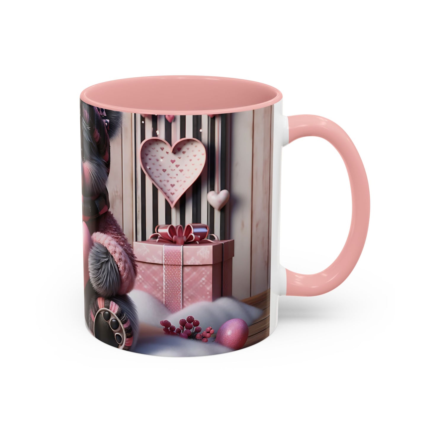 Elevate Your Morning Ritual with the 3D Valentine Cute Bear and Heart - Accent Coffee Mug (11, 15oz) Mely Mela