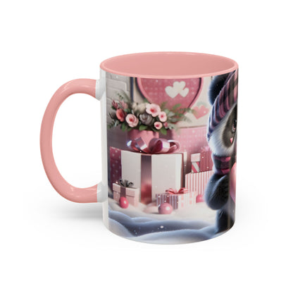 Bring Charm to Every Sip with the 3D Valentine Cute Panda and Heart - Accent Coffee Mug (11oz, 15oz) Mely Mela