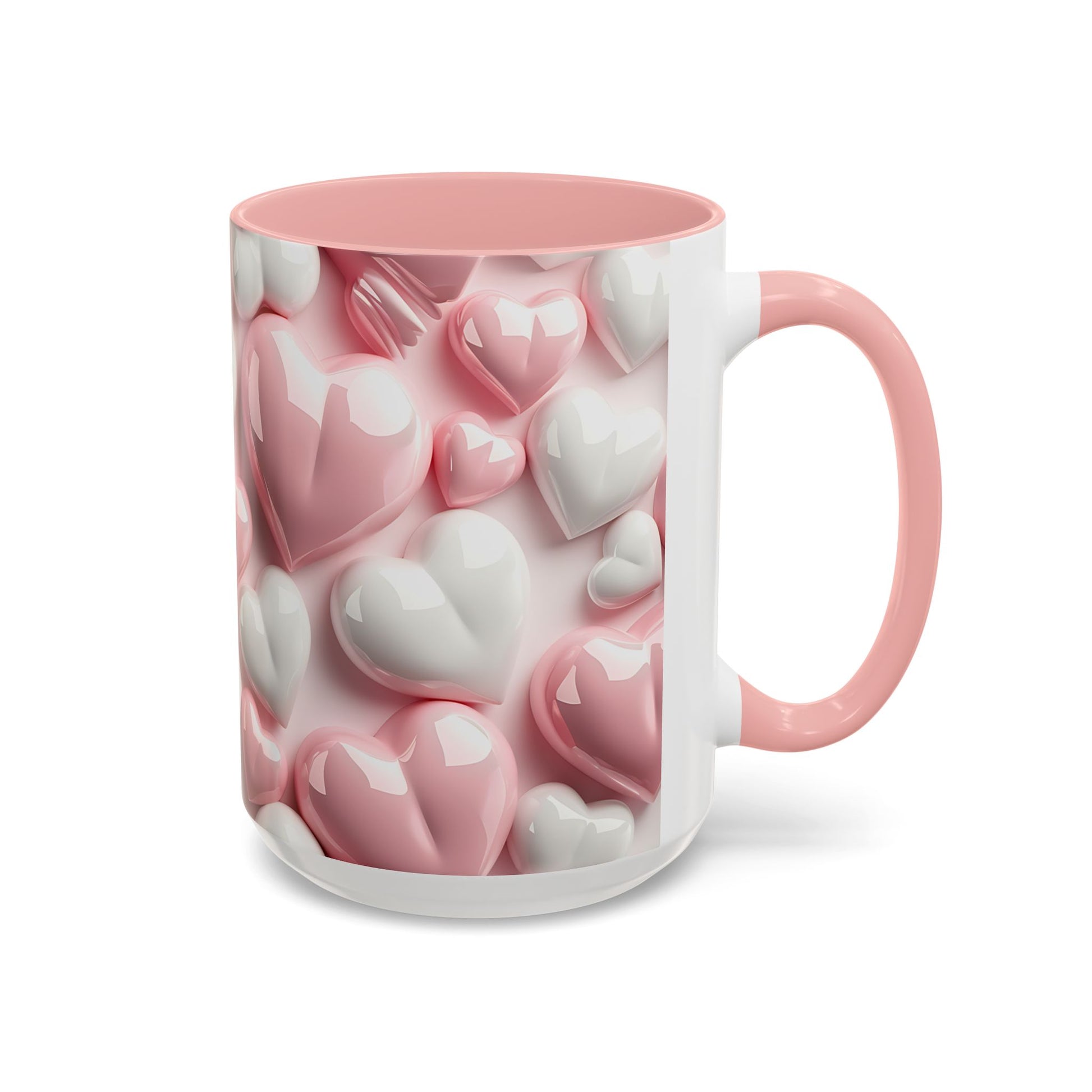 3D Pink Heart Accent Coffee Mug – Perfect Valentine’s Day Gift (11oz, 15oz) Mely Mela