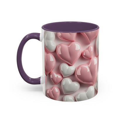 3D Pink Heart Accent Coffee Mug – Perfect Valentine’s Day Gift (11oz, 15oz) Mely Mela