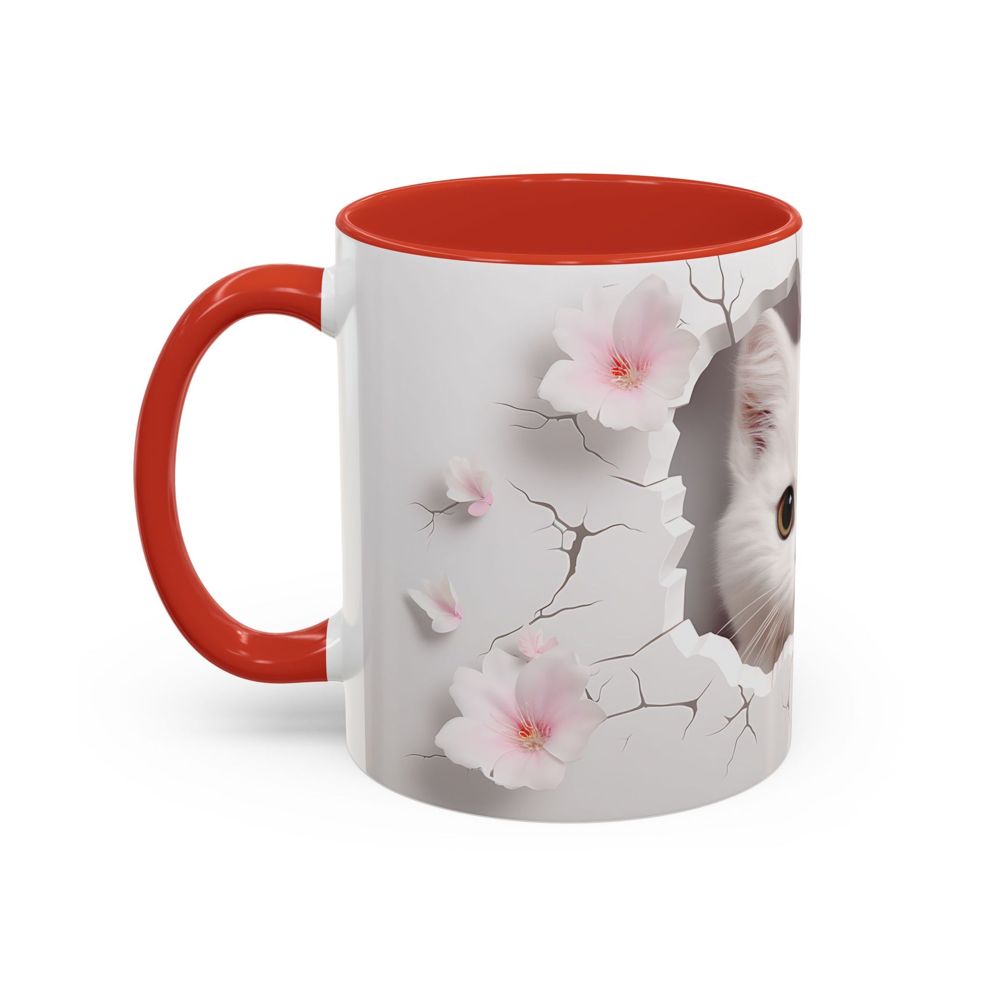 Elevate Your Coffee Moments with the 3D White Cat - Accent Coffee Mug (11, 15oz) Mely Mela