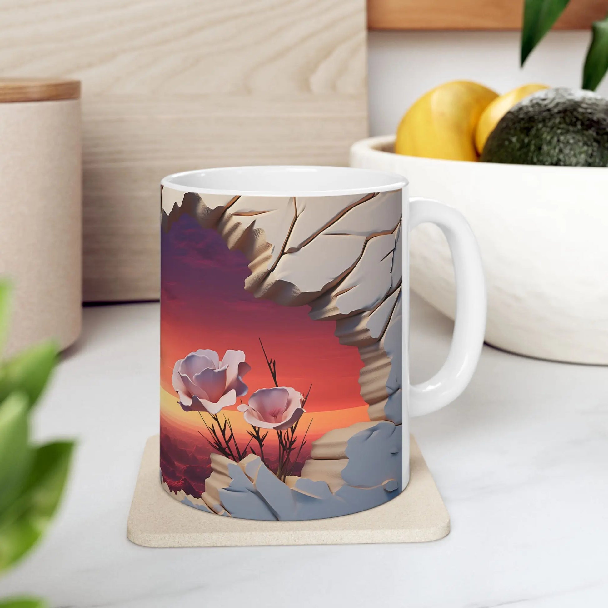 Elevate Every Sip with the 3D Canyon at Dusk - Ceramic Mug (11oz, 15oz) Mely Mela