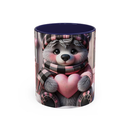 Elevate Your Morning Ritual with the 3D Valentine Cute Bear and Heart - Accent Coffee Mug (11, 15oz) Mely Mela