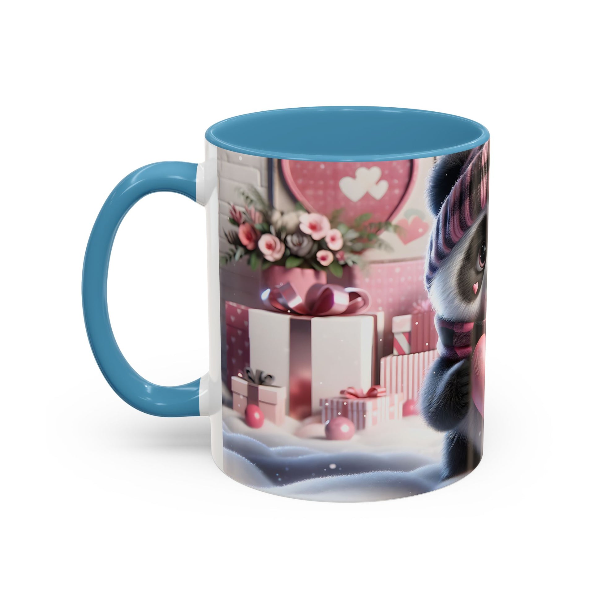 Bring Charm to Every Sip with the 3D Valentine Cute Panda and Heart - Accent Coffee Mug (11oz, 15oz) Mely Mela