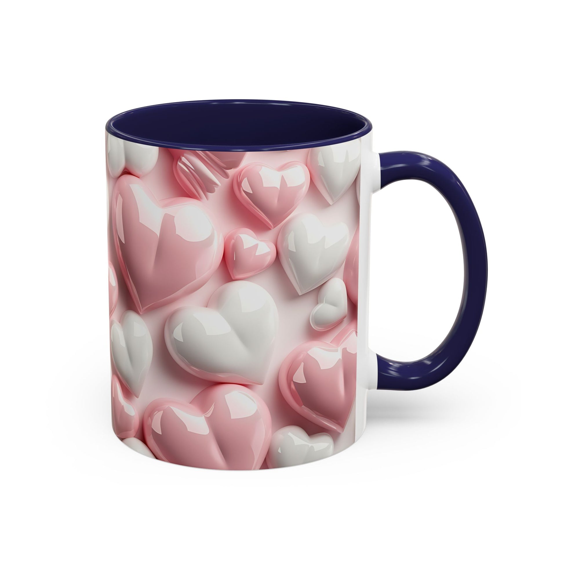 3D Pink Heart Accent Coffee Mug – Perfect Valentine’s Day Gift (11oz, 15oz) Mely Mela