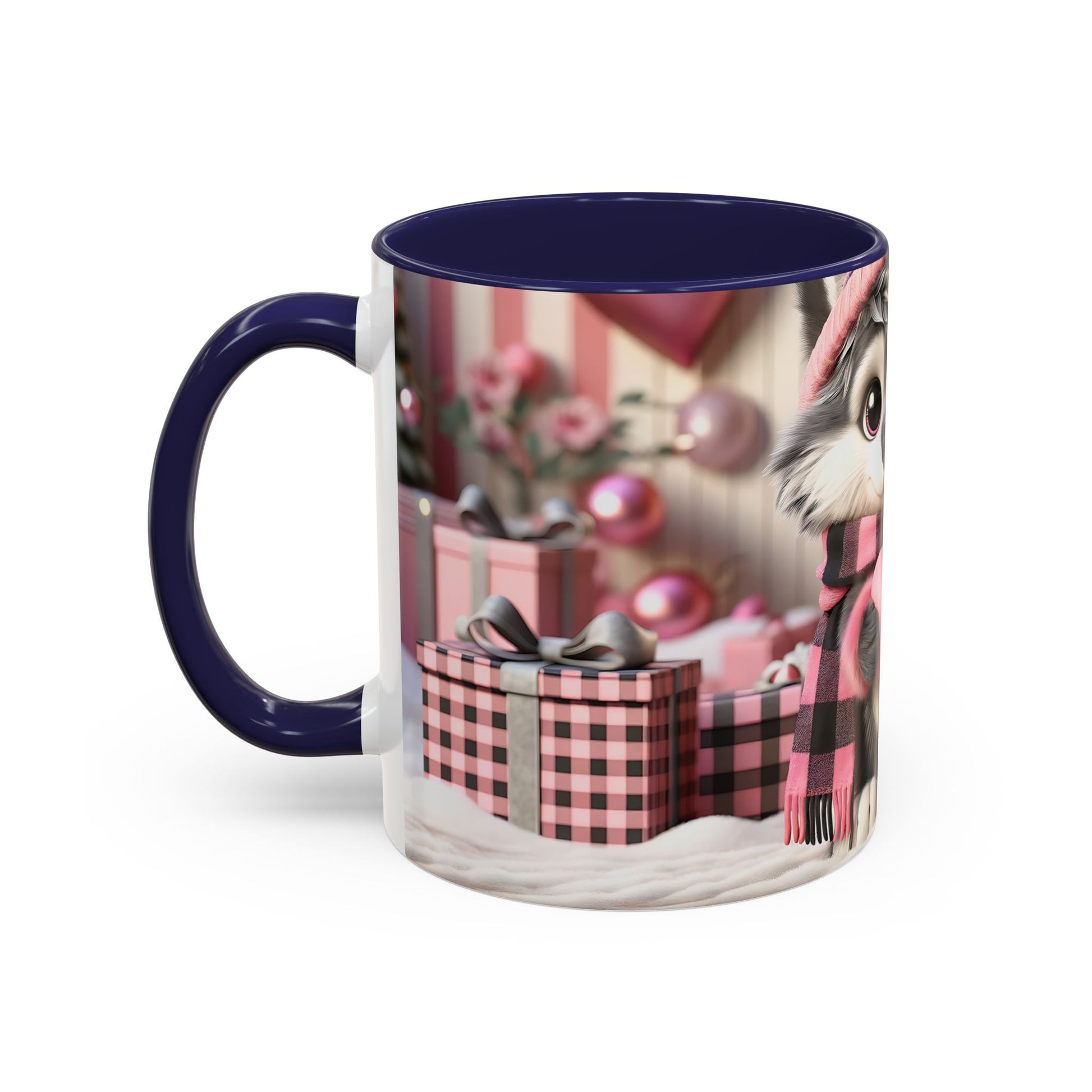 Valentine’s Cute Wolf and Heart - Accent Coffee Mug (11oz, 15oz) Mely Mela