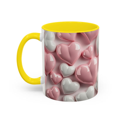 3D Pink Heart Accent Coffee Mug – Perfect Valentine’s Day Gift (11oz, 15oz) Mely Mela