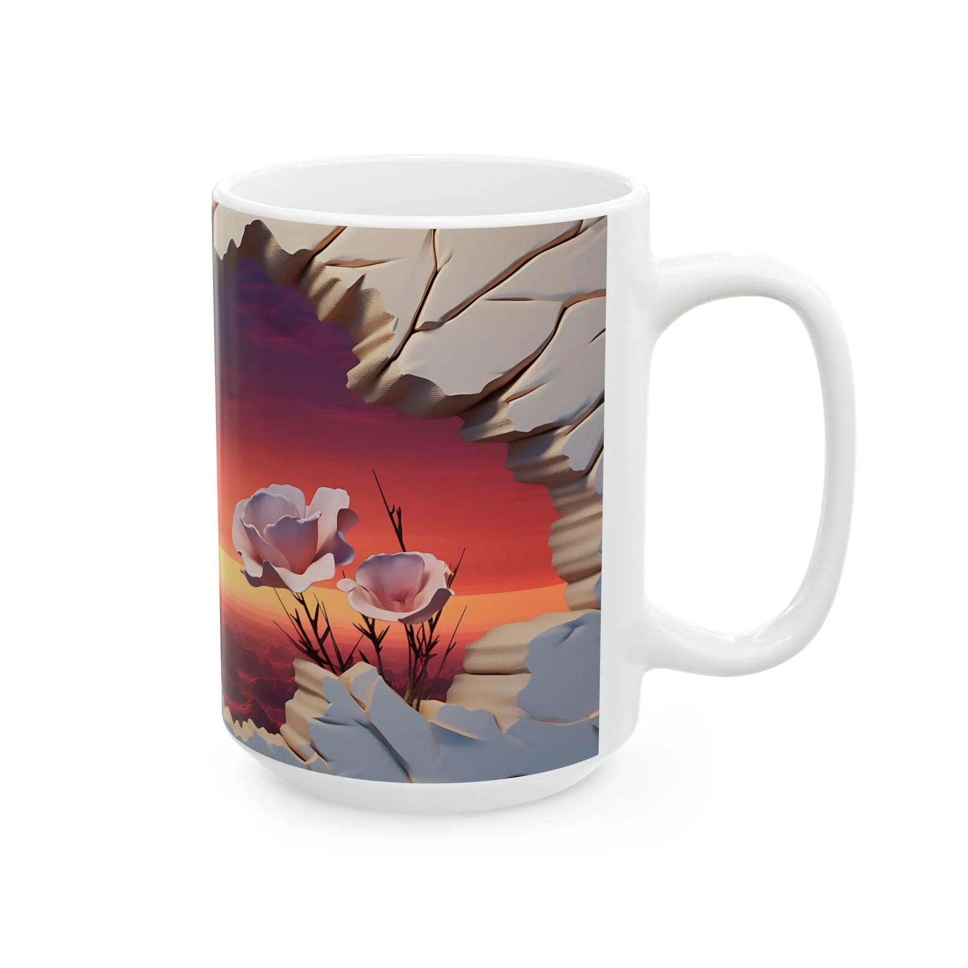 Elevate Every Sip with the 3D Canyon at Dusk - Ceramic Mug (11oz, 15oz) Mely Mela