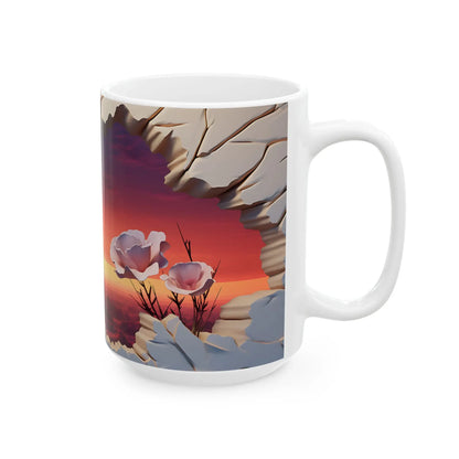 Elevate Every Sip with the 3D Canyon at Dusk - Ceramic Mug (11oz, 15oz) Mely Mela