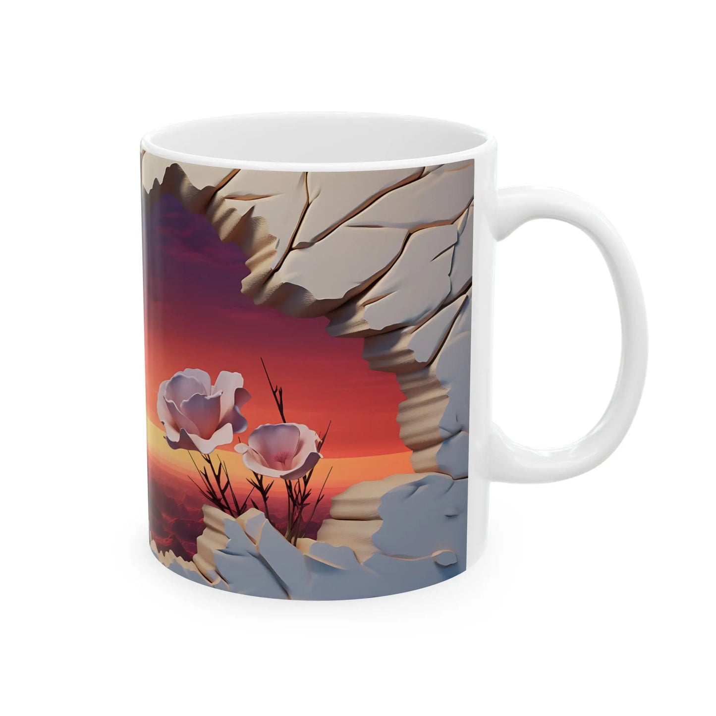 Elevate Every Sip with the 3D Canyon at Dusk - Ceramic Mug (11oz, 15oz) Mely Mela