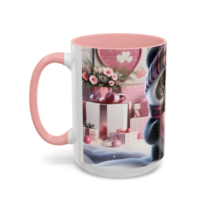 Bring Charm to Every Sip with the 3D Valentine Cute Panda and Heart - Accent Coffee Mug (11oz, 15oz) Mely Mela