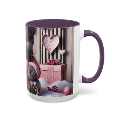 Elevate Your Morning Ritual with the 3D Valentine Cute Bear and Heart - Accent Coffee Mug (11, 15oz) Mely Mela