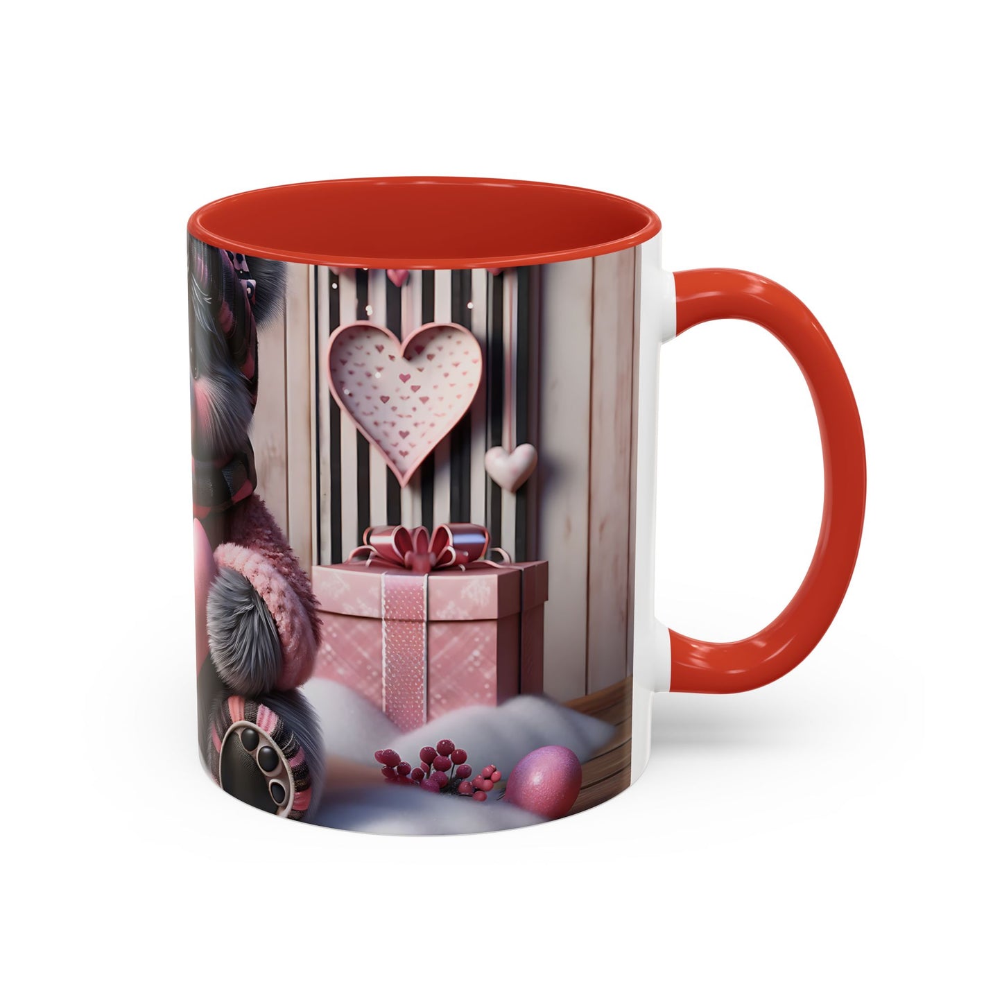 Elevate Your Morning Ritual with the 3D Valentine Cute Bear and Heart - Accent Coffee Mug (11, 15oz) Mely Mela