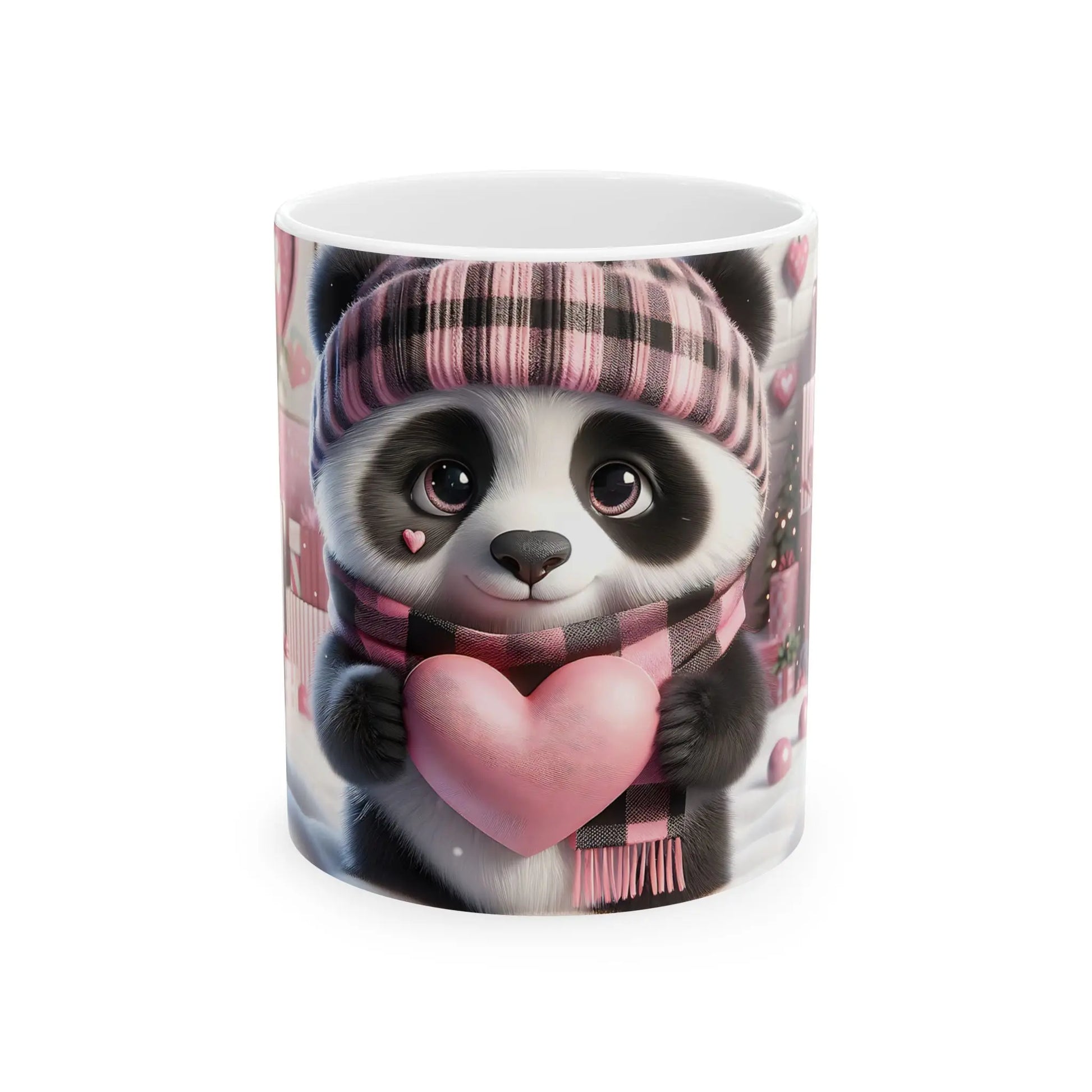 Bring Charm to Every Sip with the 3D Valentine Cute Panda And Heart - Ceramic Mug (11oz, 15oz) Mely Mela