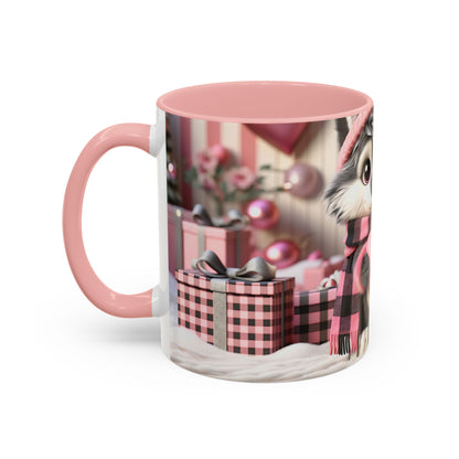 Valentine’s Cute Wolf and Heart - Accent Coffee Mug (11oz, 15oz) Mely Mela