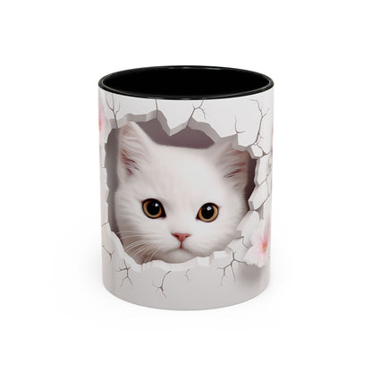 Elevate Your Coffee Moments with the 3D White Cat - Accent Coffee Mug (11, 15oz) Mely Mela