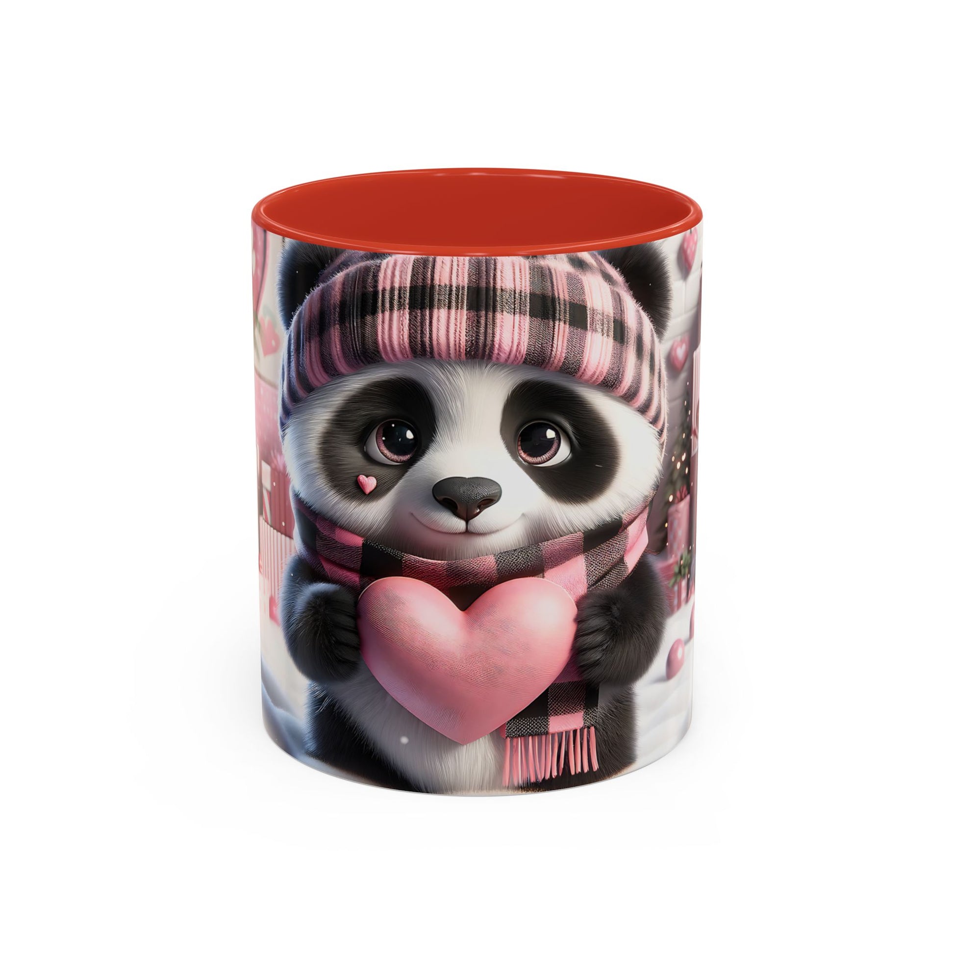 Bring Charm to Every Sip with the 3D Valentine Cute Panda and Heart - Accent Coffee Mug (11oz, 15oz) Mely Mela