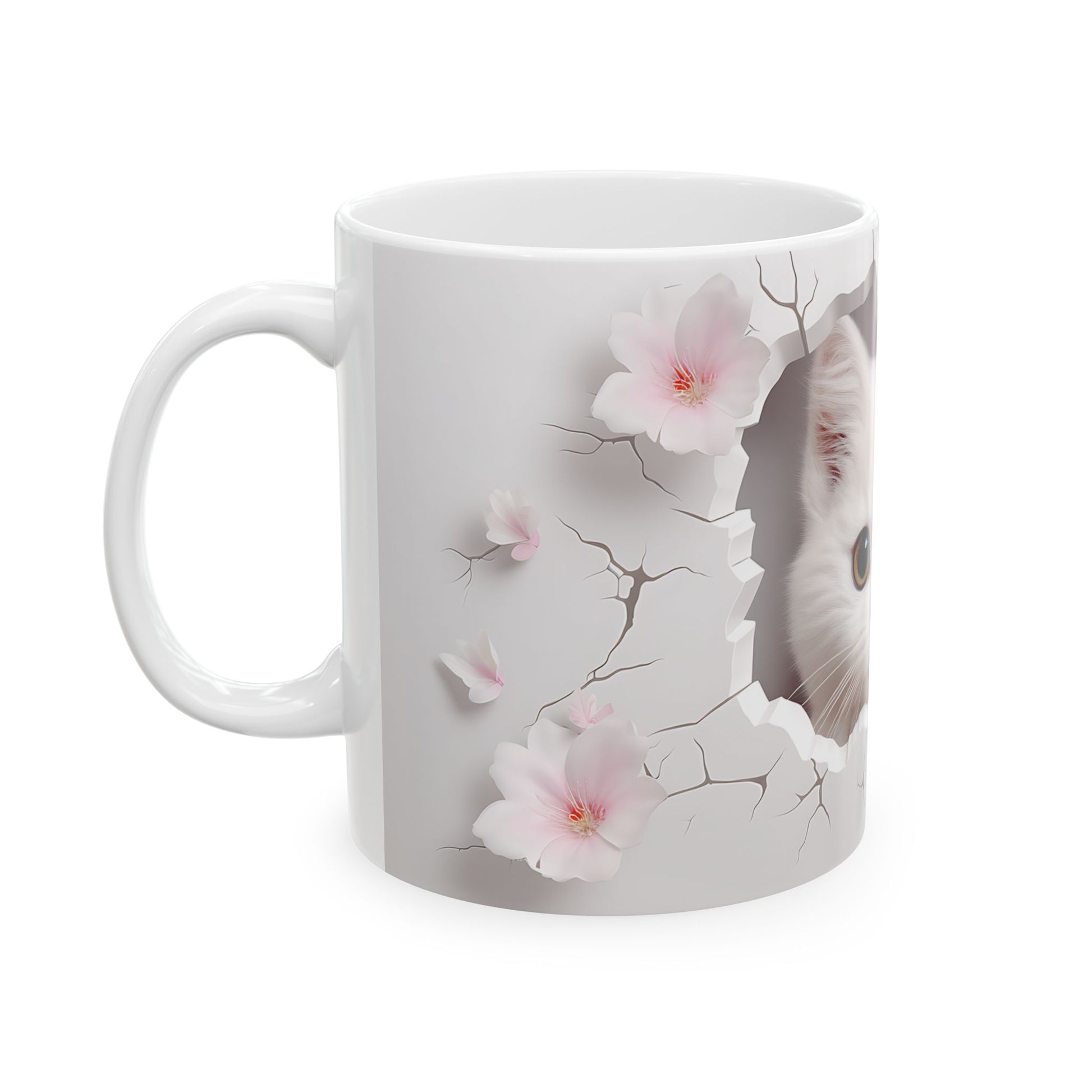 3D White Cat - Ceramic Mugs 11oz & 15oz: The Perfect Blend of Charm and Functionality Mely Mela