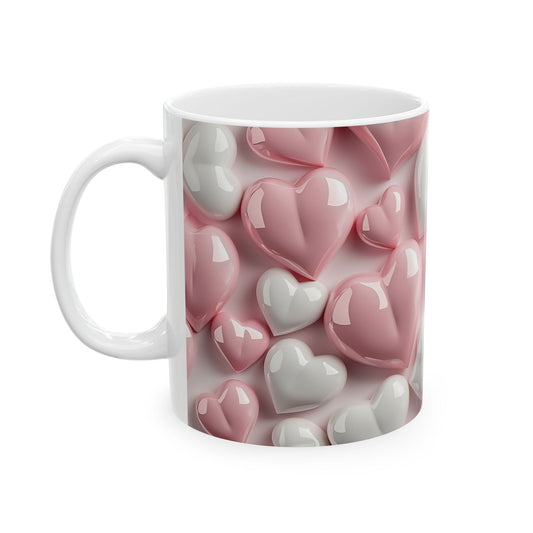 3D Pink Heart Mug Seamless Wrap – Ceramic Mug (11oz, 15oz) | Perfect Valentine’s Day Gift Mely Mela