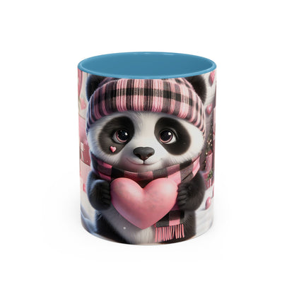 Bring Charm to Every Sip with the 3D Valentine Cute Panda and Heart - Accent Coffee Mug (11oz, 15oz) Mely Mela