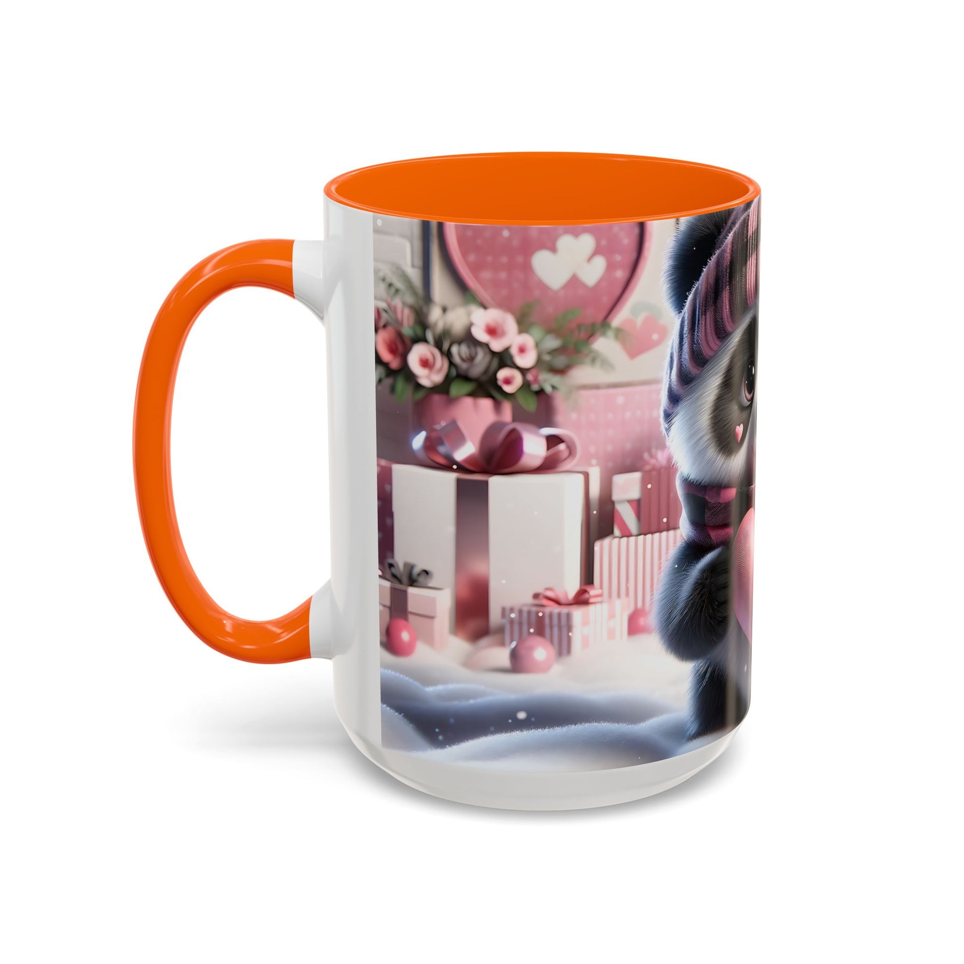 Bring Charm to Every Sip with the 3D Valentine Cute Panda and Heart - Accent Coffee Mug (11oz, 15oz) Mely Mela