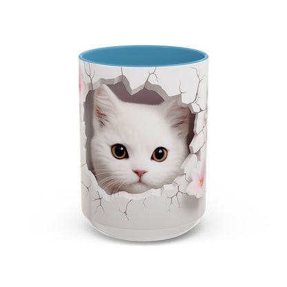 Elevate Your Coffee Moments with the 3D White Cat - Accent Coffee Mug (11, 15oz) Mely Mela