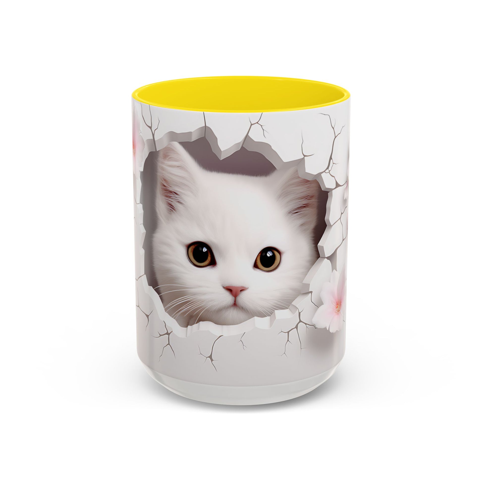 Elevate Your Coffee Moments with the 3D White Cat - Accent Coffee Mug (11, 15oz) Mely Mela