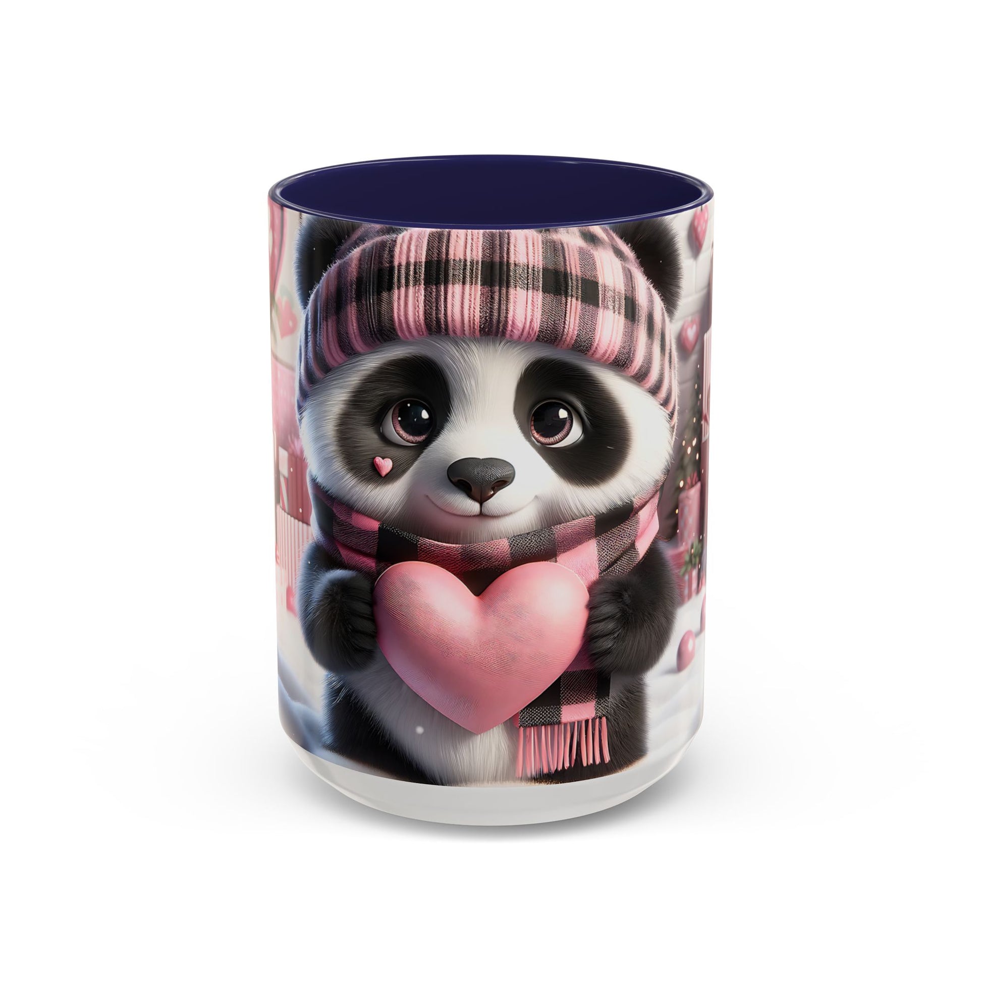 Bring Charm to Every Sip with the 3D Valentine Cute Panda and Heart - Accent Coffee Mug (11oz, 15oz) Mely Mela