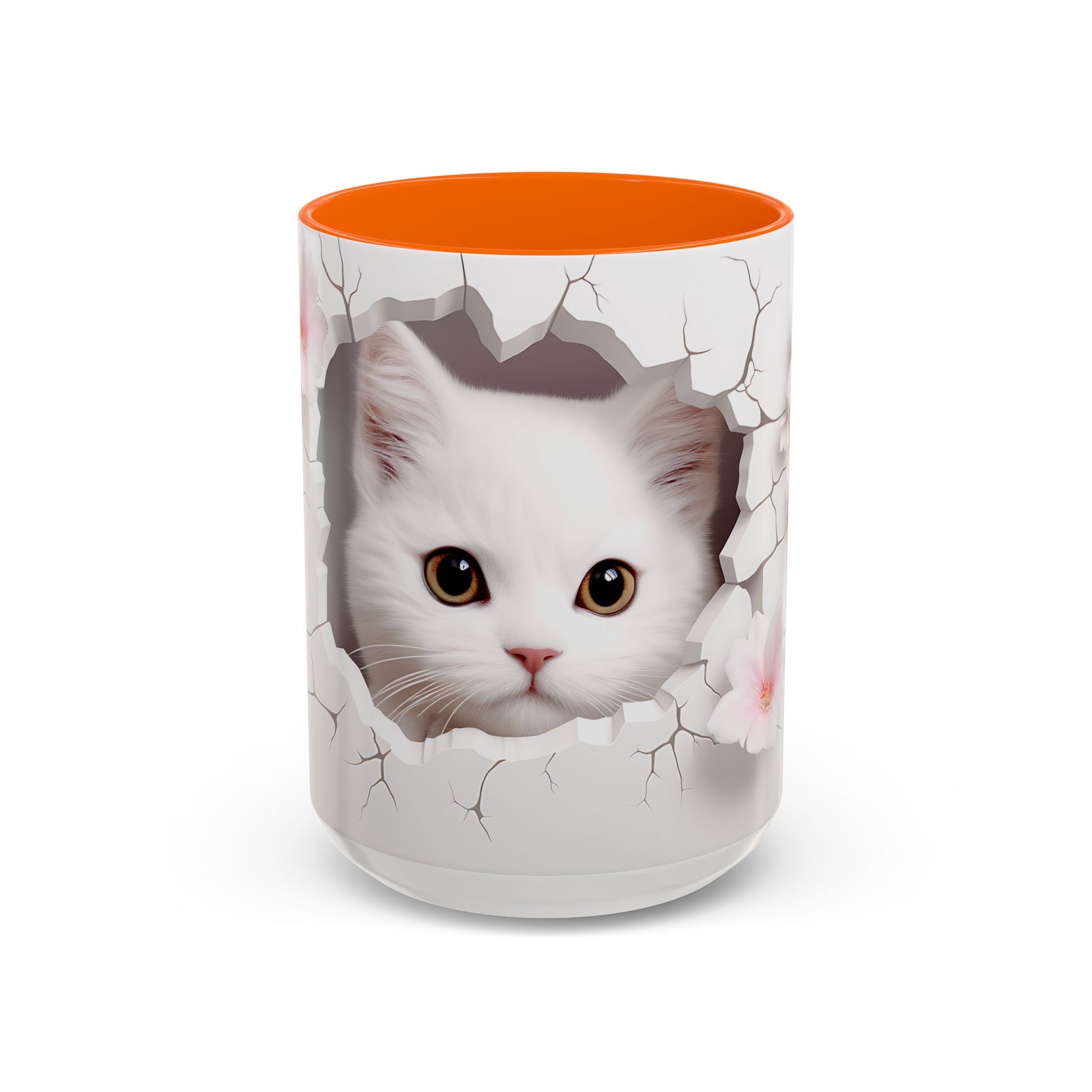 Elevate Your Coffee Moments with the 3D White Cat - Accent Coffee Mug (11, 15oz) Mely Mela