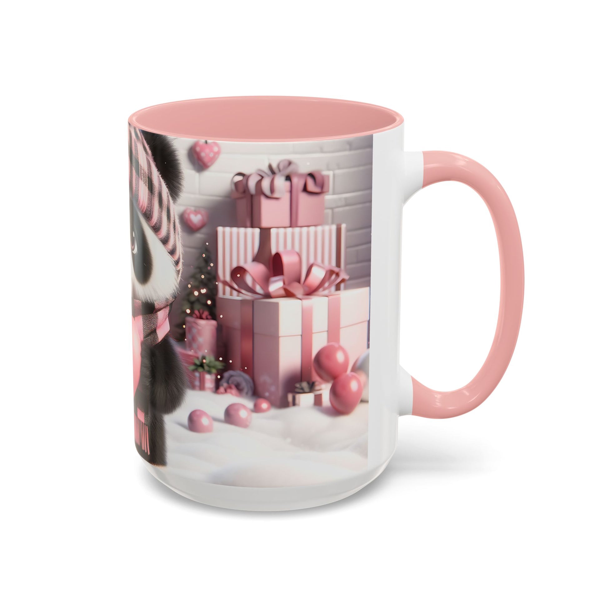 Bring Charm to Every Sip with the 3D Valentine Cute Panda and Heart - Accent Coffee Mug (11oz, 15oz) Mely Mela