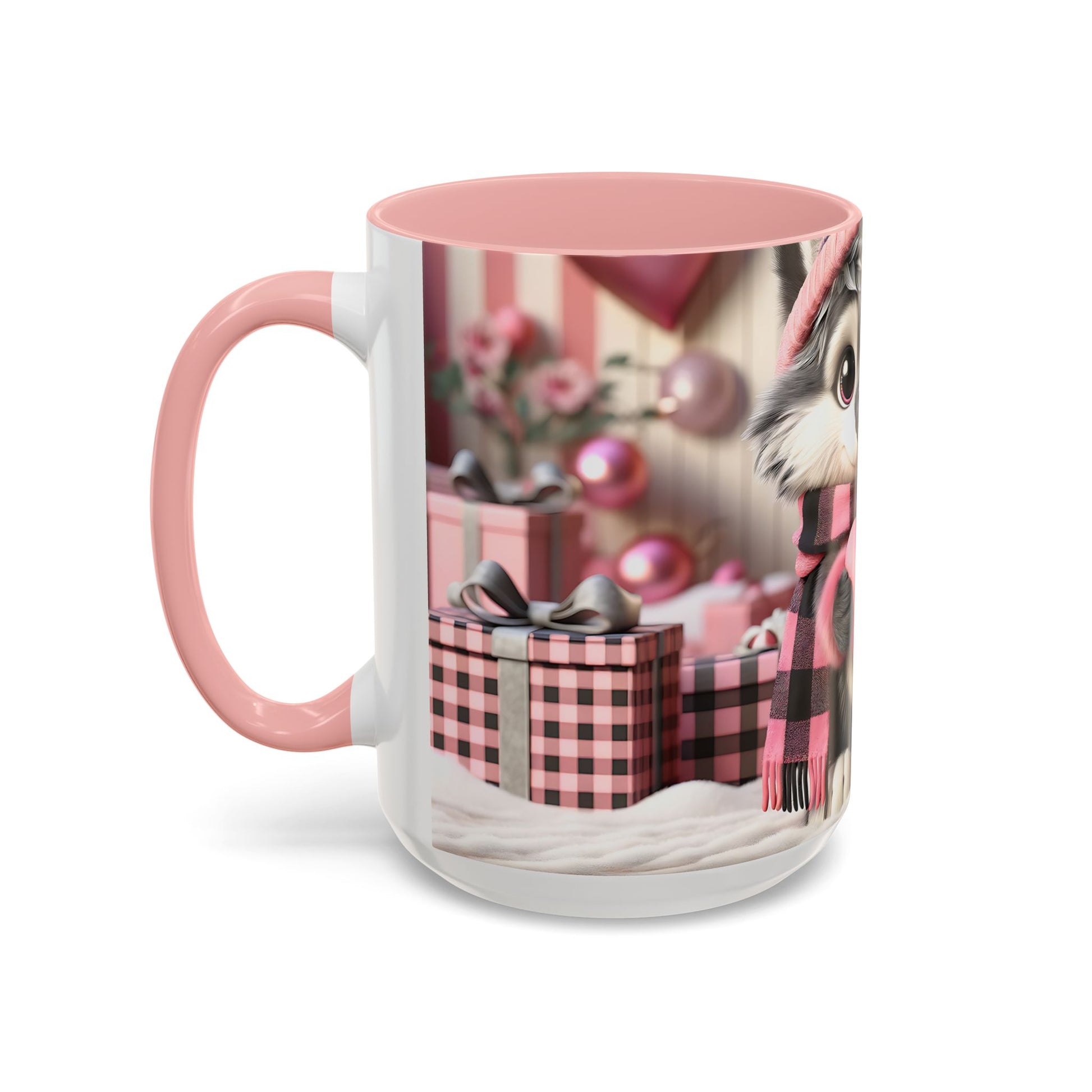 Valentine’s Cute Wolf and Heart - Accent Coffee Mug (11oz, 15oz) Mely Mela