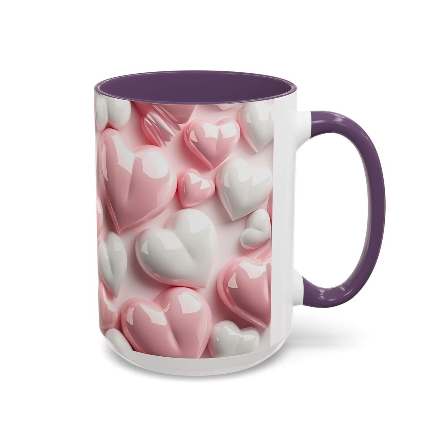 3D Pink Heart Accent Coffee Mug – Perfect Valentine’s Day Gift (11oz, 15oz) Mely Mela