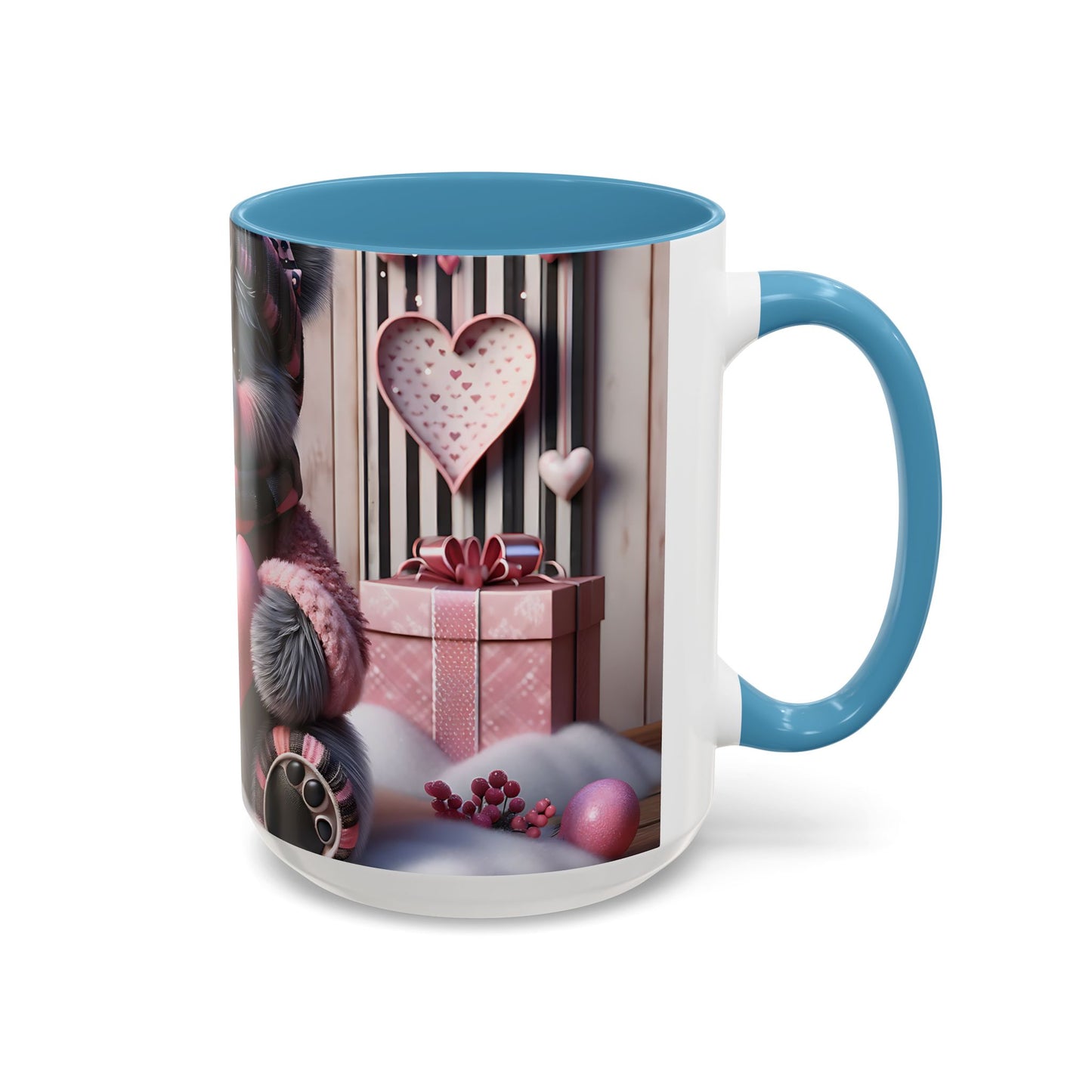 Elevate Your Morning Ritual with the 3D Valentine Cute Bear and Heart - Accent Coffee Mug (11, 15oz) Mely Mela