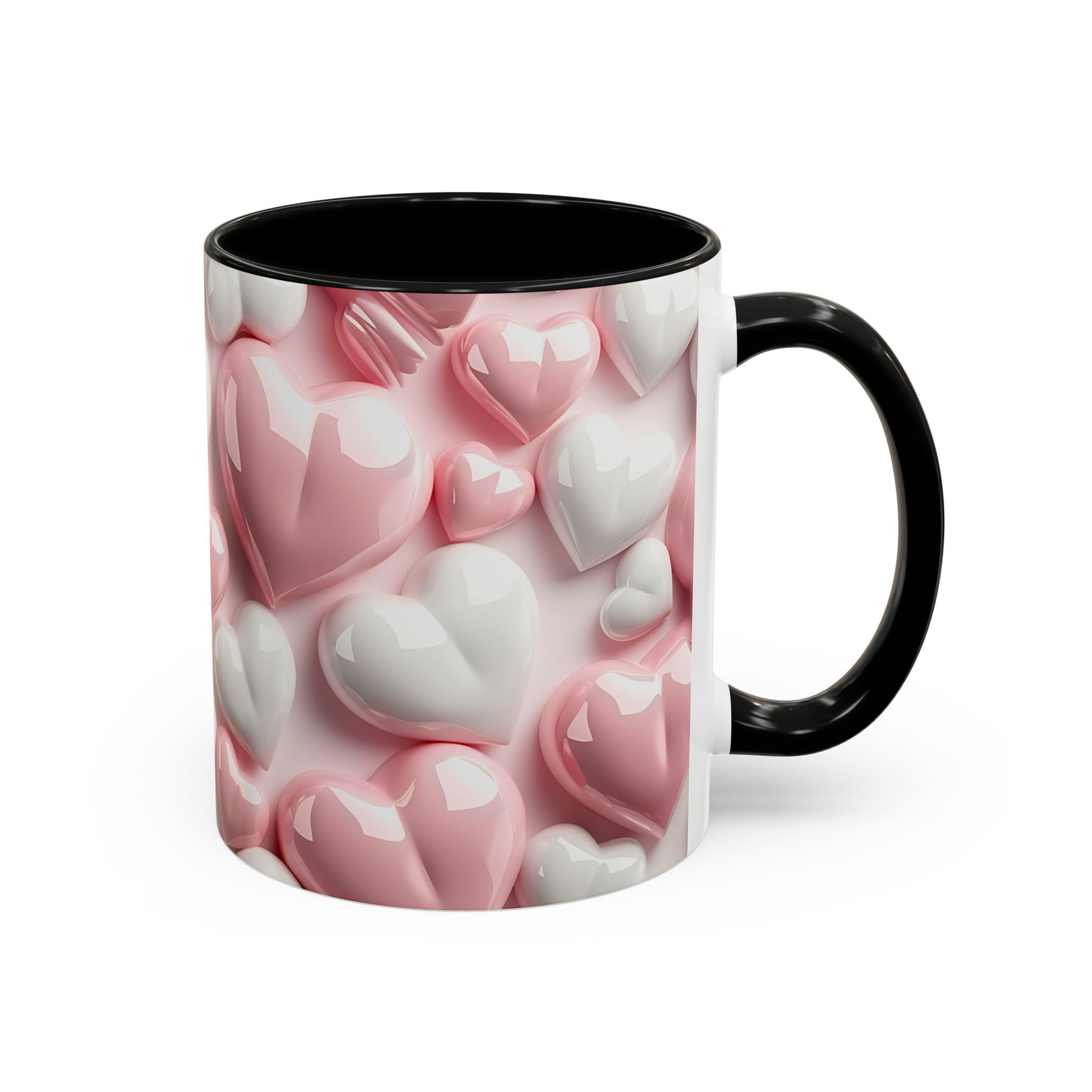 3D Pink Heart Accent Coffee Mug – Perfect Valentine’s Day Gift (11oz, 15oz) Mely Mela